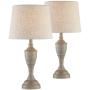 Claude Farmhouse Chic Accent Table Lamps Set of 2 Beige Washed Linen Drum Shade for Living Room Bedroom Bedside Nightstand Office Family - 360 Lighting