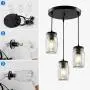 3-Light Mason Jar Chandelier Lighting Fixtures Farmhouse Glass Pendant Light, Black Semi Flush Mount Ceiling Hanging Light Adjustable Chandelier for Kitchen Island Dining Room Hallway 3-Light Mason Jar Chandelier Lighting Fixtures Farmhouse Glass Pendant Light, Black Semi Flush Mount Ceiling Hanging Light Adjustable Chandelier for Kitchen Island Dining Room Hallway