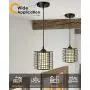 Osimir Industrial Pendant Light, Mini Cage Kitchen Hanging Light Fixture for Dinning Room, Matte Black Finish, Fabric Lampshade, CH9178-1