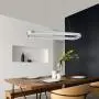 Minimalist LED Chandelier Modern Oval Pendant Light Metal Hanging Ceiling Light Fixture Adjustable Chain Hanging Lamp for Dining Living Rooms Kitchen Silver