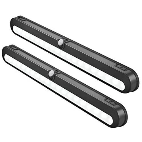 T01LB LED Closet Light - BLS Super Bright 20 LED Under Cabinet Lighting Battery Powered / DC Input Wireless Motion Sensing Light, Motion & Light Sensor, Light Beam Adjustable, Black(2 Pack)