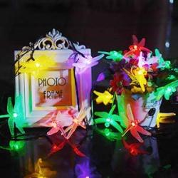Dragonfly Solar String Lights Outdoor 20.8 Feet 30 Led Waterproof Solar Powered Fairy Lights, 8 Modes Decorative Lights for Patio Garden Yard Fence Wedding Christmas Party, Multicolor