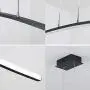 LAKIQ Modern Linear LED Hanging Chandelier Light Fixture Dining Room Ultra-Thin Acrylic LED Pendant Lighting for Kitchen Island Dining Table Living Room(Black,Warm Light)