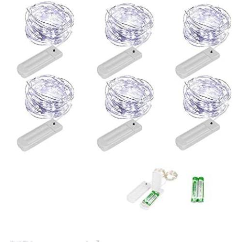 ZNYCYE 6 Pack 10 Ft 60 Led Fairy Lights Battery Operated with Timer,7 Modes Waterproof for DIY,Wedding,Christmas Decoration (Cool White)