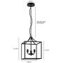 Modern Industrial Island-Shaped Chandelier Installation with 3 Lights, Black Farmhouse Antique Metal Height-Adjustable Square Pendant Ceiling , Suitable for Bedroom Kitchen Living Room Entrance Hall