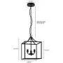 Modern Industrial Island-Shaped Chandelier Installation with 3 Lights, Black Farmhouse Antique Metal Height-Adjustable Square Pendant Ceiling , Suitable for Bedroom Kitchen Living Room Entrance Hall