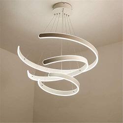 LED Chandeliers - BAYCHEER Modern Foyer Circular Pendant Lights Adjustable Hanging Ceiling Lights Fixtures Contemporary 3 Rings Lighting Dining Room Living Room Natural Light in White