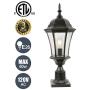 Goalplus Outdoor Post Light Fixture with Pier Mount for Yard 24 1/2'' High Post Lamp Antique Bronze Post Lantern with Clear Seeded Glass, IP44 60W E26, 1 Pack, LM4610-M