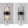 BOKT Mid-Century 2 Light Fixtures Wall Mount Lamp with Crystal Bar Wall Sconce Lighting, Elegant Wall Sconces with Black Metal Base for Bedroom Living Room Hallway Entryway Hotel Restaurant (Black)