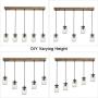 Dining Room Lighting Fixtures Hanging, Mason Jar Lights, 5-Light Pendant Lighting for Kitchen Island with Faux Wood Finish, Brown
