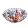 Vintage Flush Mount Ceiling Lamp 16 Inch Tiffany Style Shell Butterfly Peony Flower Shade Ceiling Light Fixture for Living Room Bedroom Dining Room Hallway