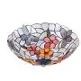Vintage Flush Mount Ceiling Lamp 16 Inch Tiffany Style Shell Butterfly Peony Flower Shade Ceiling Light Fixture for Living Room Bedroom Dining Room Hallway