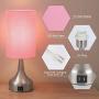 Yoxdalmk 3-Way Dimmable Touch Control Table Lamp Set of 2, Modern Bedside Desk Lamp with Dual USB Charging Ports, Pink Fabric Lampshade Nightstand Lamp for Bedroom, Living Room (LED Bulbs Included)