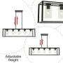 XINCAN 5-Light Farmhouse Chandelier Contemporary Industrial Rectangle Dining Room Lighting Fixture Black Modern Ceiling Lighting Kitchen Island Cage Pendant Lights with Clear Glass Shade