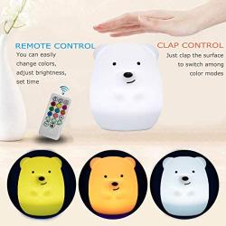 Bear Night Lights, Night Light Kids, Bedside lamp for Children, Baby Nursery Light, LED Lights - Break Resistant/Eye Caring/Adjustable Brightness & Color/Time Setting/Touch-Control & Remote Control