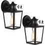 Motion Sensor Wall Light Fixture,10.5 Security Infrared Induction Lamp Glass Black Outdoor Wall Lights Dusk to Dawn, Untrammelife E26 IP65 Wall Lantern Sconce Lighting for Patio Porch (Set of 2)