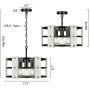 Derksic 3-Light Farmhouse Chandelier White Drum Chandelier in Wood and Metal Round Shade for Living Room Dining Room Kitchen Island Foyers