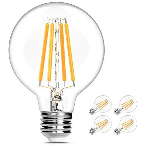 G25 LED Globe Light Bulbs, Dimmable Edison Light Bulbs 100W Equivalent, 1200 Lumens, 10W E26 Base Vanity Light Bulb with Warm White 2700K for Home Reading Room Bathroom, 4-Pack
