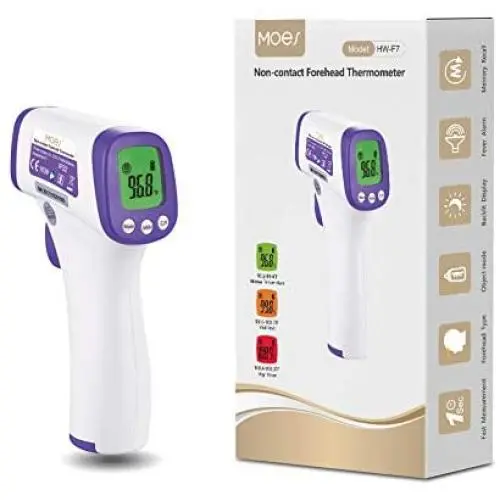 Forehead Thermometer,Non-Contact Infrared Forehead °F/°C Digital Thermometer Fever Alarm and Memory Function for Anyone with Accurate LCD Display （Battery not Include）