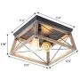 VILUXY Retro Industrial Rectangle Flush Mount Ceiling Light Fixture with Wood Shade for Hallway, Entryway, Passway, Dining Room, Bedroom, Balcony Living Room Two-Light