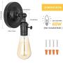 HAITRAL Industrial Wall Sconces 4 Pack- Farmhouse Wall Light Fixtures with Switch & Adjustable Head, Wall Lamps for Bedroom, Bathroom, Living Room, Kitchen, Corridor-Black