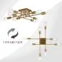 VINLUZ Modern Semi Flush Mount Light 8 Light Brushed Brass Industrial Sputnik Ceiling Light Mid Century Lighting Fixture for Dining Room Living Room Kitchen Bedroom Foyers