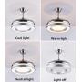 BIGBANBAN Modern Ceiling Fan with Lights and Remote,LED Chandelier Fans with 4 Retractable Blades,Brushed Nickel Finish for Dining Room 42 Inches (Sliver)
