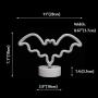 LED Neon Bat Lights, Bat Shape Neon Signs Night Lights Battery Operated Desk Table Lamp for Bedroom, Bar, Wall, Halloween Decor-Bat with Holder Base(Blue)