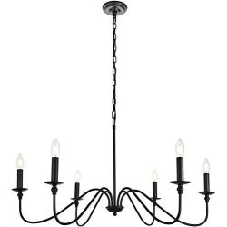 Elegant Lighting Rohan Collection 6 Light Chandelier in Matte Black Finish - 36''D x 19''H