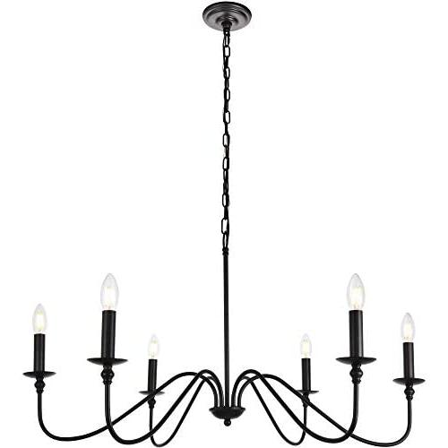 Elegant Lighting Rohan Collection 6 Light Chandelier in Matte Black Finish - 36''D x 19''H