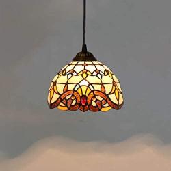 YWYU Creative Tiffany Style Pendant Light Baroque Stained Glass Vintage Hanging Lamp Chandelier Lights for Dining Room Bedroom Living Room Corridor Aisle Ceiling Fixture