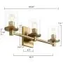 Pathson 3 Light Wall Light, Vintage Bathroom Vanity Light, Industrial Indoor Wall Sconce with Clear Glass Shade, Wall Mount Light Fixtures for Bathroom Kitchen Living Room (Antique)