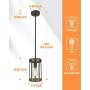 Eapudun Farmhouse Pendant Light, 1-Light Metal Wire Cage Hanging Lantern, Matte Black and Wood Finish, PDA1141-FBDT