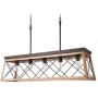 ACTION CLUB Industrial Five-Light Farmhouse Linear Pendant Light Hanging Ceiling Fixture Light Adjustable Height Chandeliers for Kitchen, Dining Room