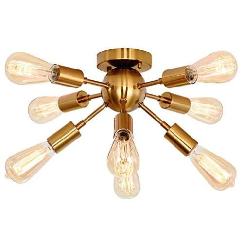 8-Light Semi Flush Mount Ceiling Light Fixture Modern Sputnik Chandelier Brass Starburst Pendant Lighting for Kitchen Bar Living Room 8-Light Semi Flush Mount Ceiling Light Fixture Modern Sputnik Chandelier Brass Starburst Pendant Lighting for Kitchen Bar Living Room