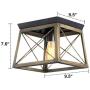 Farmhouse Light Fixture, KingSo Collection One-Light Ceiling Light Fixture with Wood Texture, Flush Mount Ceiling Light for Hallway Dining Room Bedroom Foyer