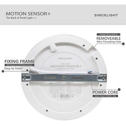 LED Motion Sensor Panel Ceiling Light Fixture with Dusk to Dawn Sensor and PIR Motion Detector, Dual Mode Switchable, Security Light, Ultrathin Surface Mounted, Integrative Driver