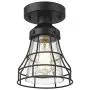 VICNIE 1-Light Semi Flush Mount, 6.3 inch Industrial Ceiling Light Fixture, Seeded Glass Lampshade, Black Finish for Hallway, Laundry, Foyer, Kitchen