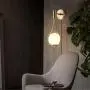 BOKT Modern Glass Wall Lamp Gold Glass Globe Wall Mounted Sconces with On/Off Switch and US Plug, Water Drop Wall Sconce Lighting for Bedsides Bedroom Living Room, Brushed Brass (Plug in)