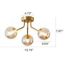 Sputnik Chandelier Ceiling Mounted Light Fixtures Modern Cognac Glass Globe G9 Bulb Lamp (Gold, 3-Light)