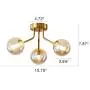 Sputnik Chandelier Ceiling Mounted Light Fixtures Modern Cognac Glass Globe G9 Bulb Lamp (Gold, 3-Light)