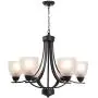 VINLUZ Contemporary Chandeliers 6 Light Black Modern Pendant Light Rustic Vintage Dining Room Lighting Fixtures Hanging, Flush Mount Ceiling Light for Bedroom Living Room Foyer