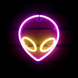 Wanxing Alien Neon Signs LED Neon Wall Sign Pink Yellow Neon Lights for Bedroom Kids Room Hotel Shop Restaurant Game Office Wall Art Decoration Sign Party Supply Gift (Pink+Yellow)