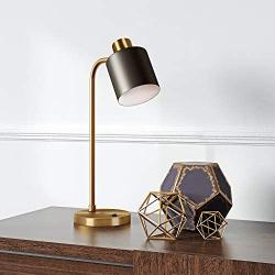 Henn&Hart TL0208 Modern, Contemporary Bedside Blackened Bronze with Brass Metal Shade for Nightstand, Bedroom, Living Room, Office, Study Table Lamp, Black