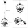 Lingkai Modern Chandelier Foyer Lantern 4-Light Candle Pendant Lighting Industrial Ceiling Hanging Light for Hallway Kitchen Dining Room Fixture Black Finish