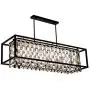 BEIRIO 6-Lights K9 Crystal Lighting Kitchen Island Pendant Lights with Oil Rubbed Bronze Finish Retro Rectangle Chandeliers for Restaurant Dining Room Living Room(36×12×22.8 inch)