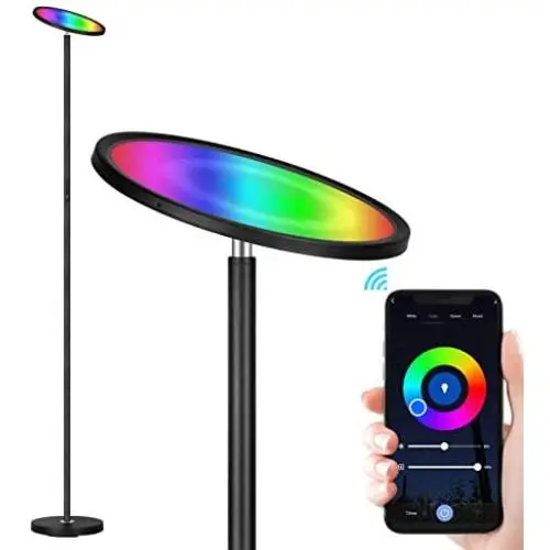 Smart WiFi Floor Lamp, Adecorty 25W/2000LM Super Bright LED Floor Lamp Works with Alexa Google Home, RGBW Dimmable LED Torchiere Floor Lamp for Living Room Bedroom Office Reading, Touch & APP Control