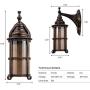 Rustic Outdoor Wall Light, Golden Bronze Exterior Wall Sconces Fixture with Amber Glass Shade, Industrial Lantern Porch Lighting Waterproof Retro Farmhouse Lamp for Indoor Bedroom Living Room Pack-2
