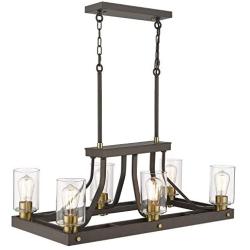 Emliviar 6-Light Vintage Island Pendant Light, Rustic Dining Room Chandelier in Oil Rubbed Bronze Finish, YCE1901-6 ORB+BG