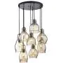 SAM Vintage Kitchen Chandelier, 8-Lights Island Cognac Glass Cluster Pendant Chandelier Antique, Antique Black Finish Ceiling Lights for Dining Room, Cafe, Bar